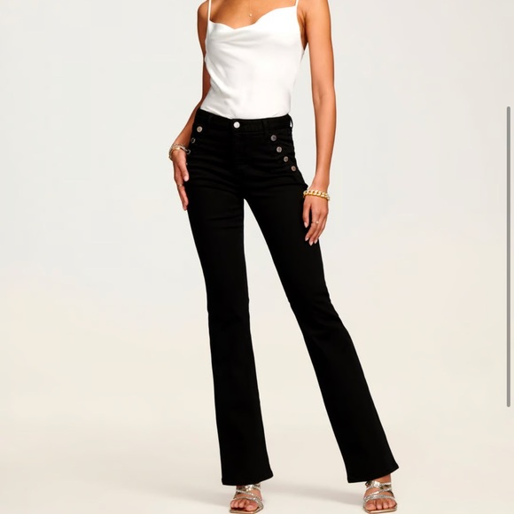 Ramy Brook Helena High-Rise Flare Jean in Black Velvet - Picture 1 of 7